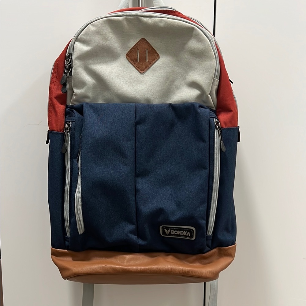 Bondka Grey, Red and Blue Backpack